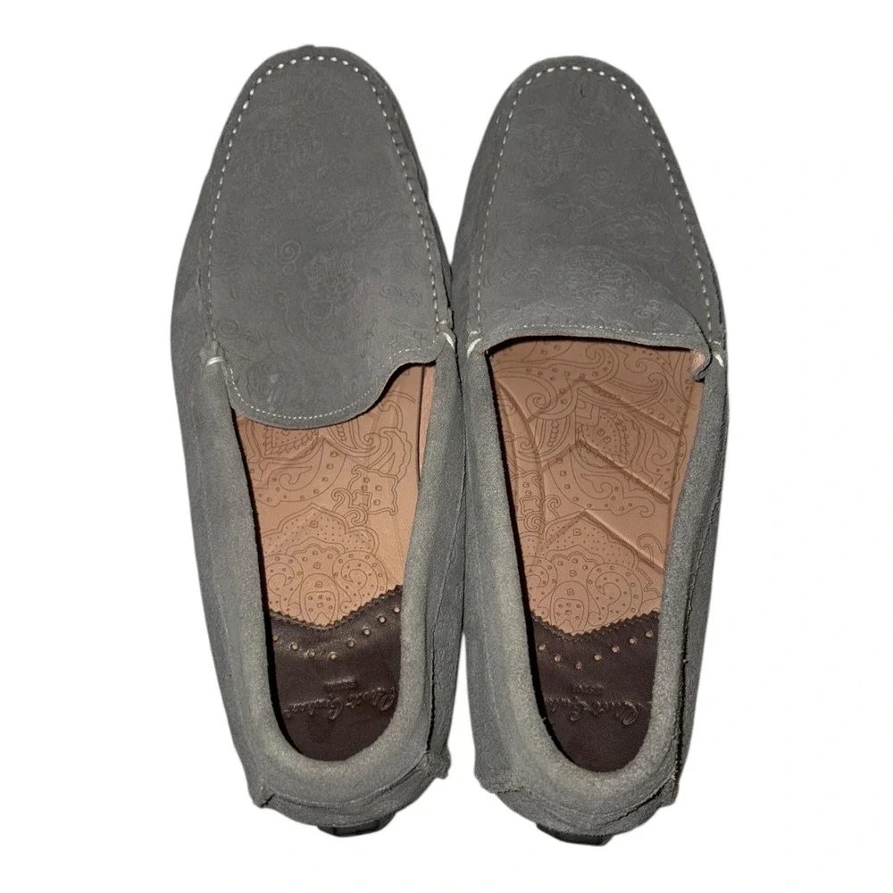 Robert‎ Graham Crossbones Skull and Roses Gray Suede Driving Mocs sz 12